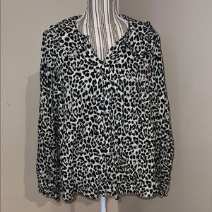 Anthropologie Black and White Animal Print Blouse